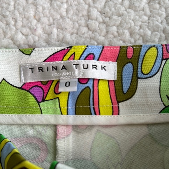 Trina Turk Green and Pink High Waist Shorts - Picture 2 of 4